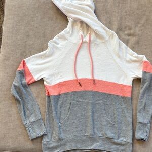 Loveappella Tri-Tone Hoodie - White, Coral, and Gray